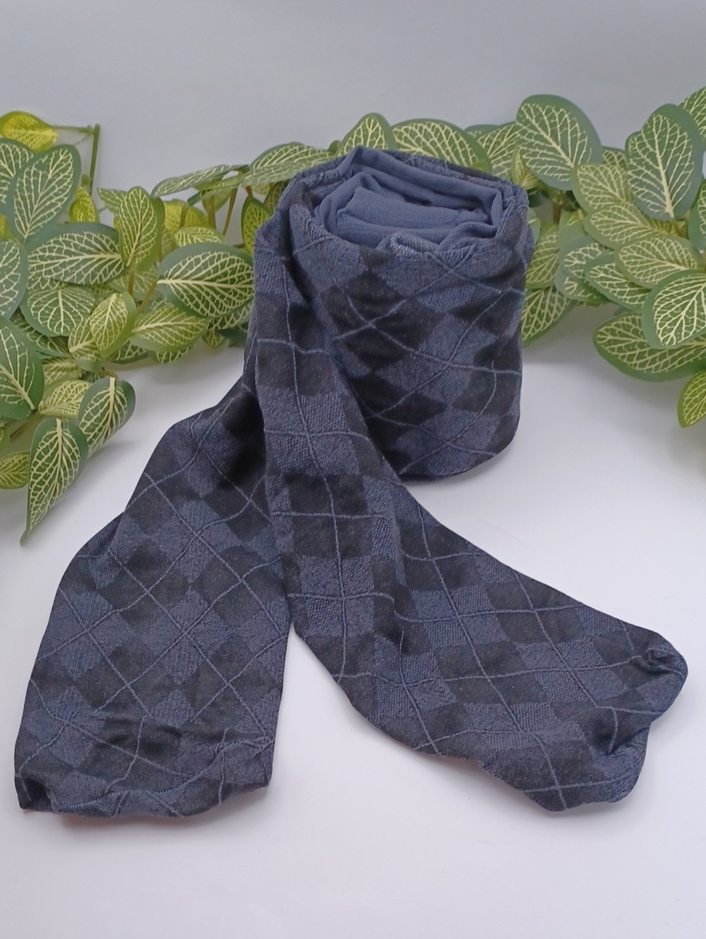 Black And Grey Argyle Tights